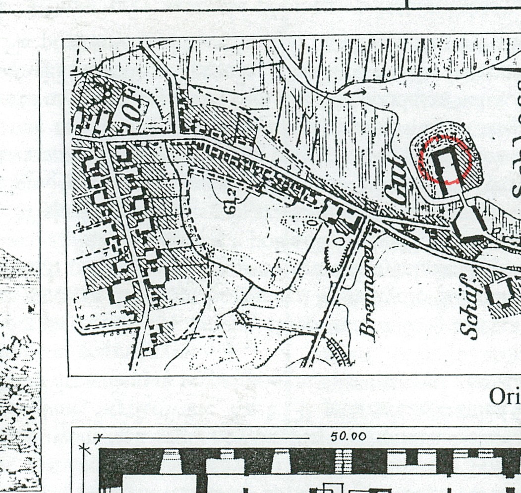 Plan sytuacyjny i orientacja zamku (karta ewidencyjna NID)