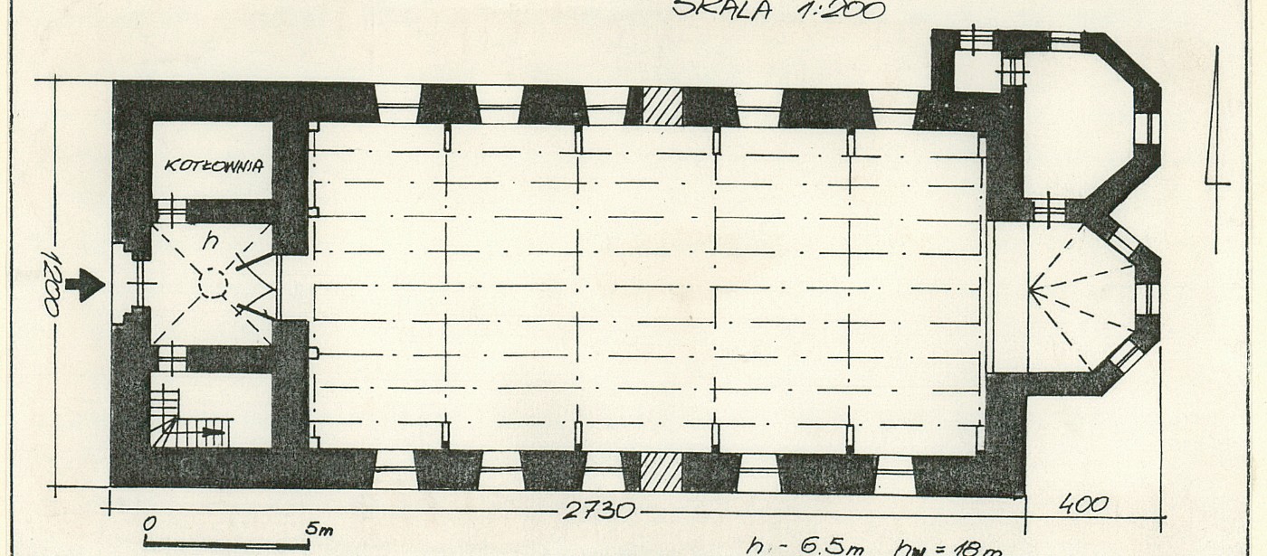 Rzut kościoła (skala 1:200)